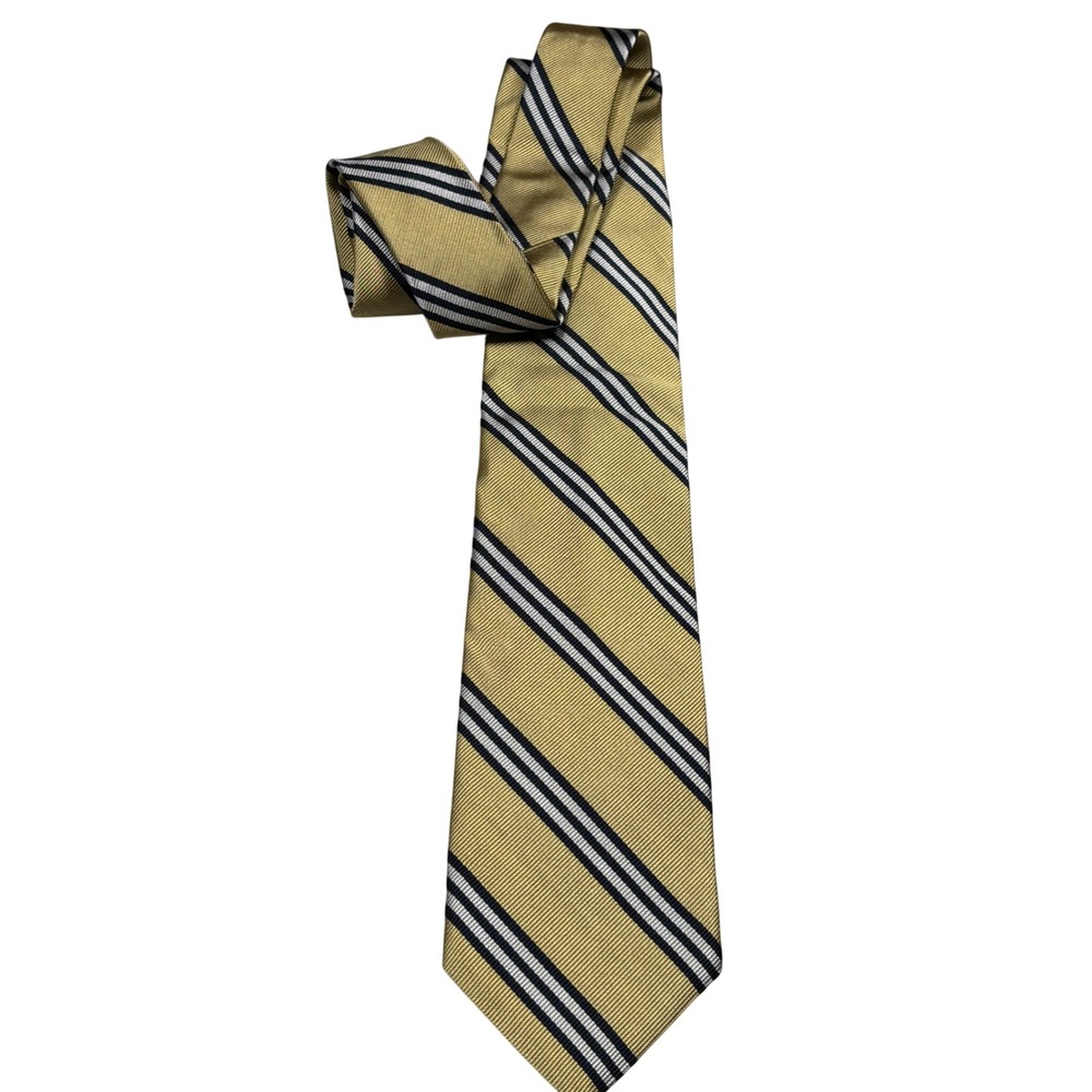 Brooks Brothers Necktie Men One Size Gold Striped 346 Pure Silk Repp Tie